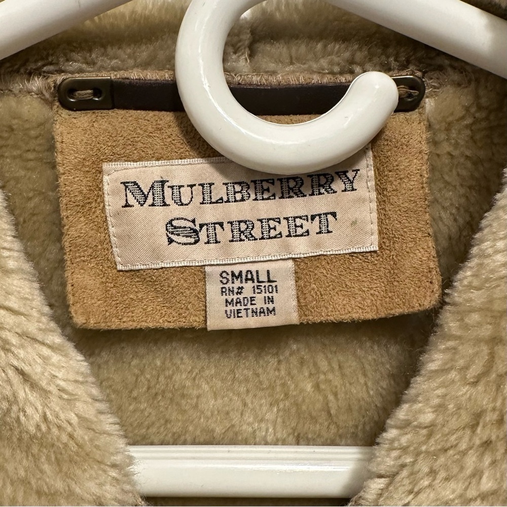 VTG Mulberry Street Coat Jacket S Faux Suede Soft Fur Lined Zip Hooded Camel - Picture 6 of 9